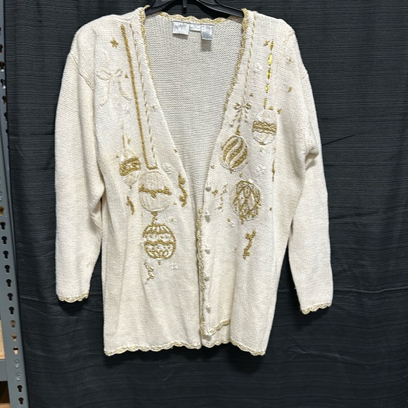 |Jacqueline Ferrar white and gold embroidery Ramoe & Cotton Button Down Size XL‎ - Picture 1 of 6